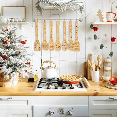 Mimorou 12 Set Neighbors Gift for Christmas Housewarming Neighbors Birthday Welcome Christmas Appreciation Gifts Xmas Kitchen Cooking Utensils Set with Spoon Towels Artificial Pine Picks Thank You Tag