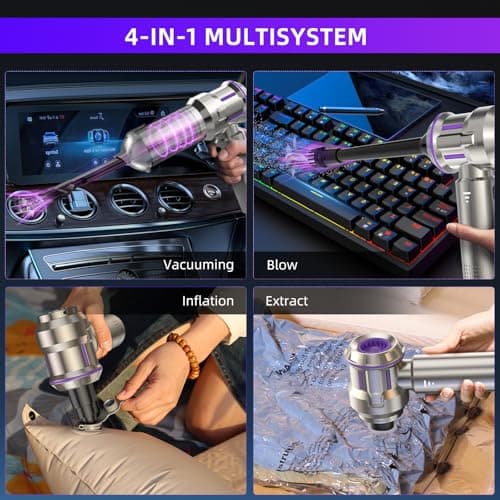 Handheld Vacuum Cordless, 28000Pa 4 in 1 Car Vacuum Portable Cordless, One-Touch Dust Removal, 3-Speed Brushless Motor Mini Vacuum, Ideal for Home, Car, Office, and Pet Hair Cleanup, Silver