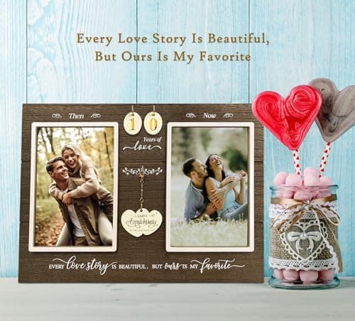 Anniversary Wedding Gifts for Couple Parents Wife Husband. (1-99) Years Then & Now Anniversary Picture Frames(3 Options).