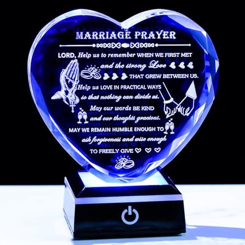 Wedding Gifts for Couples 2025 with Colorful LED Base Heart Happy Anniversary Marriage Prayer Gift with Inspiring Quotes Unique Newlywed Mr and Mrs Engagement Gift Bridal Shower Gifts