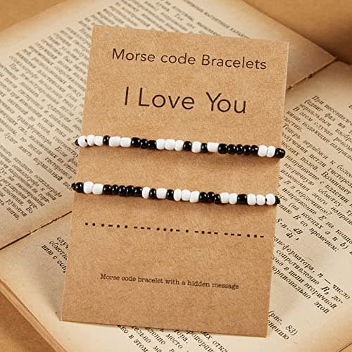 Desimtion Couples Bracelets I Love You Morse Code Matching Bracelets for Couples Gifts for Him and Her, Long Distance Relationship Gifts for Boyfriend and Girlfriend