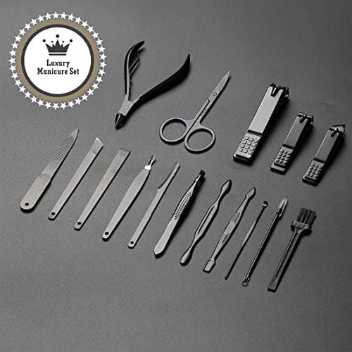 Gifts for Men/Women, Stainless Steel Manicure Set with PU Leather case, Personal Care Tool (Brown)