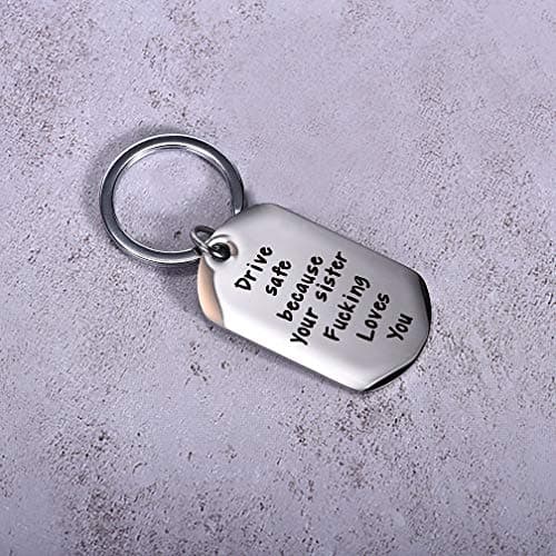 CINDYHE Drive Safe I Love You Keychain for Brother Sister Best friend Keychain Gift