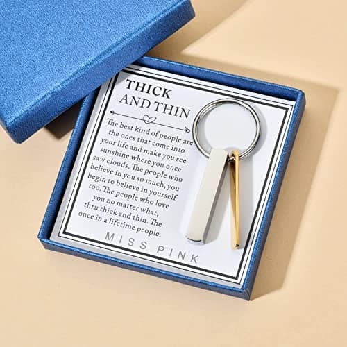 Thick And Thin Keychain for Best Friend, Women & Men, Sentimental Friends Gifts, Sisters Tribe Friendship Gift