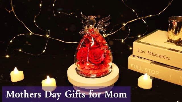 Beferr Birthday Gifts for Women Mom Fresh Flowers for Delivery Prime Forever Preserved Rose in Glass Angel Figurine for Grandma Sister Daughter Wife