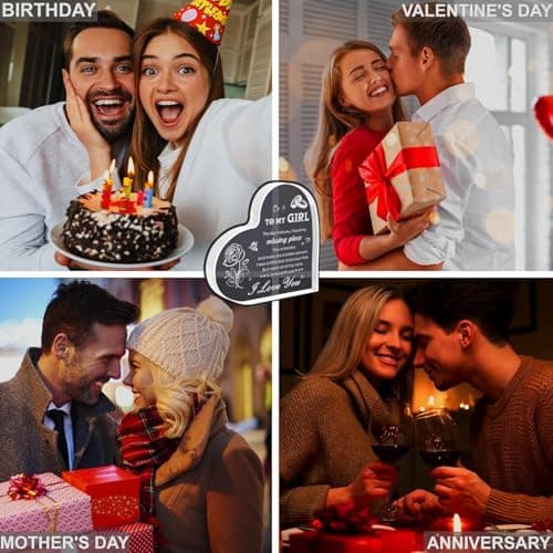 Gifts for Girlfriend, Birthday Anniversary Cute Presents for Women GF, I love you Romantic Gift Paperweights 3.9" x 3.9" Acrylic Heart Plaque, Christmas Gift for Her