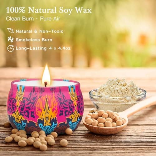 Scented Candles Gift Set, 8% Essential Oil, 4 Pack Aromatherapy Candle, Stress Relief Gifts for Women,120H Burning, Candles for Home Scented, Ideal for Birthday, Christmas, Thanksgiving, Mother's Day