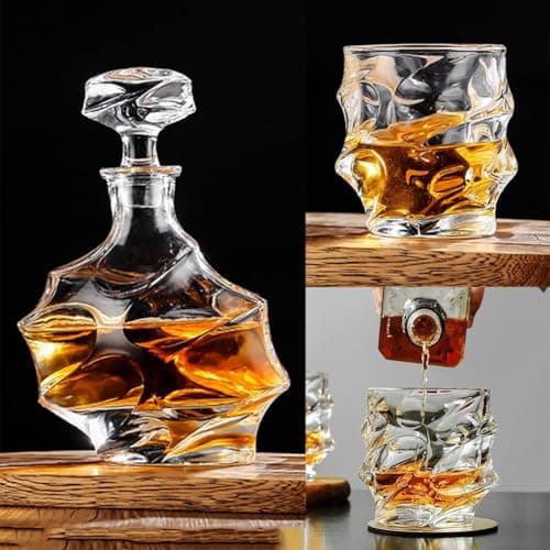 Storm Japanese Crystal Whisky Glass, Old Fashioned Whiskey Glasses, Bourbon Gifts for Men, Unique Stemless Wine Glass Set (4PCS)