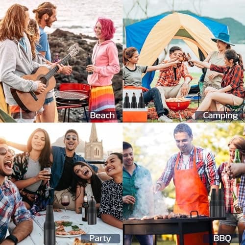 Stepstall Can Cooler Beer Bottle Holder with Beer Opener, 4-in-1 Design Slim Can Beer Bottle Insulators, Double Walled Stainless Steel Insulated, 12 OZ Beer Gifts for Men Father(Black American Flag)