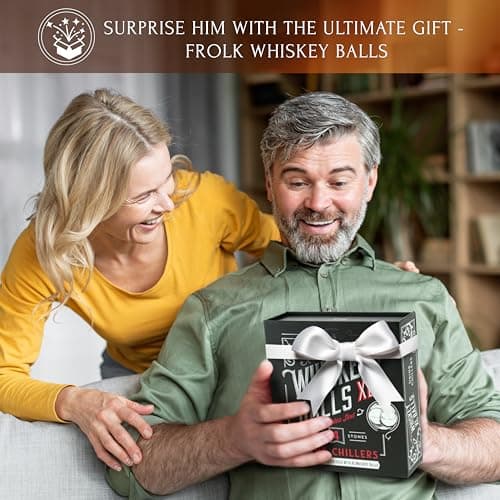 Gifts for Him - Men Dad Husband - 4 XL Stainless Steel Whisky Ice Balls, Special Tongs & Freezer Pouch in Luxury Gift Box for Whiskey Lovers!