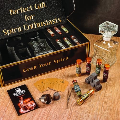 Alcohol Infusion Kit, DIY Whiskey Making Kit for Infusing Bourbon, Rye, Gin, Vodka, Tequila, Rum with Custom Botanicals, Perfect Alcohol Infusion Kits Whiskey Gifts for Men, Dad, Husband