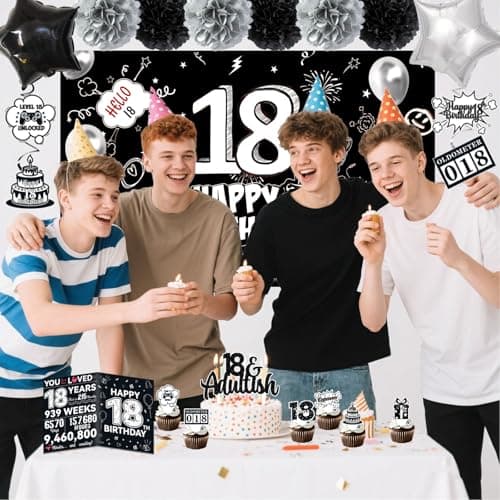Birthday Party Supplies, Black Birthdays Decorations (18th)