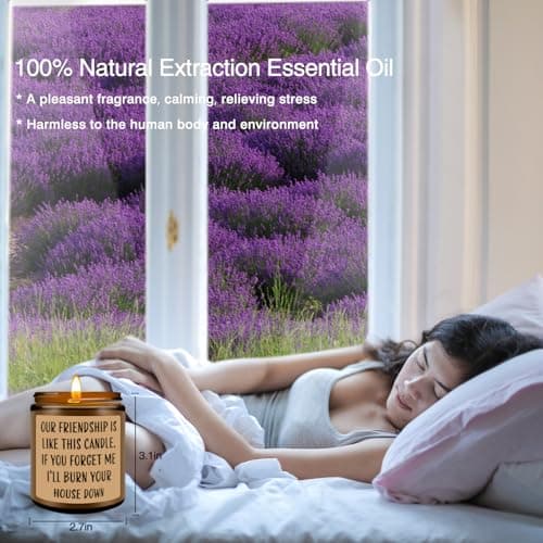 Homsolver Friends Birthday Christmas Gifts for Women, Friend Funny Scented Soy Candles Gift, Our Friendship Candle Premium Lavender Scent