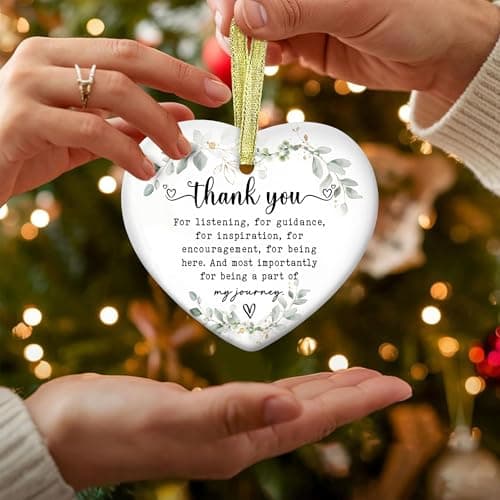 Gossby Heart-Shaped Thank You Ceramic Ornament - Appreciation Gift for Women - Thank You Gift for Coworker, Friend, Teacher, Boss, Employee - Car Hanging Decoration Ornament - Wine Bottle Decor