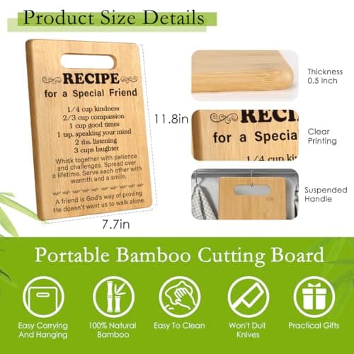 Best Friend Birthday Gifts for Women, Friendship Gifts for Women Friends, Unique Gifts for Friend Mothers Day, Bestie Bff Thank You Gift for Bestfriend Idea Recipe for a Special Friend Cutting Board