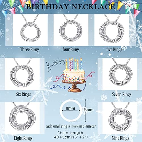 Birthday Gifts for Women Sterling Silver 30th 40th 50th 60th 70th 80th 90th Birthday Necklace For Her 3 4 5 6 7 8 9 Decade Jewelry 30 40 50 60 70 80 90 Years Old