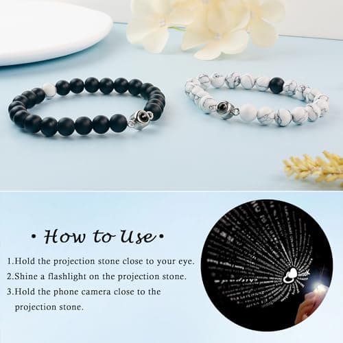 PEALICIOUS Gifts for Girlfriend, Bracelets for Girlfriend Matching Couple Bracelets with 100 Languages, Adjustable Girlfriend Birthday Gifts as BF and GF Love Bracelet Romantic Jewelry