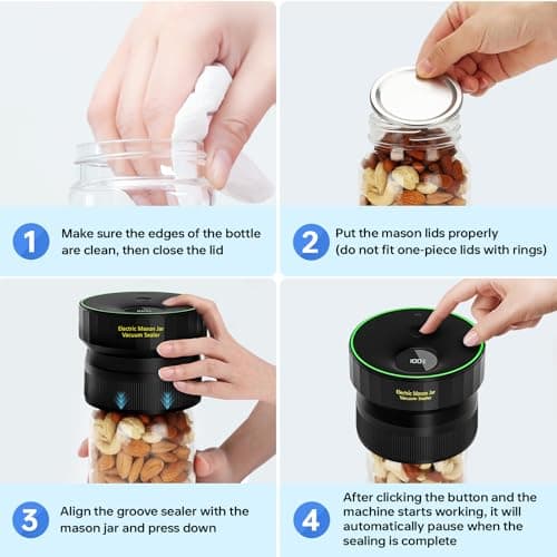 2025 Upgraded Mason Jar Vacuum Sealer, Electric Vacuum Sealer for Regular Mouth and Wide Mouth Canning Jars, Fully Automated and Portable