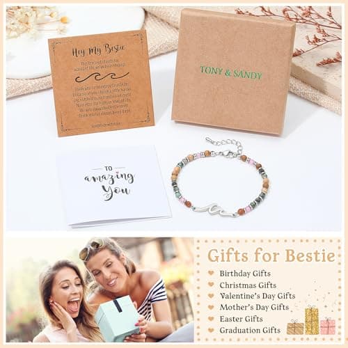 TONY & SANDY Friend Gifts for Women, Sister Gift, Friendship Bracelets, Wave Bracelet, Best Friend Birthday Gifts for Women, Bestie Bracelets, Christmas Stocking Stuffers for Woman