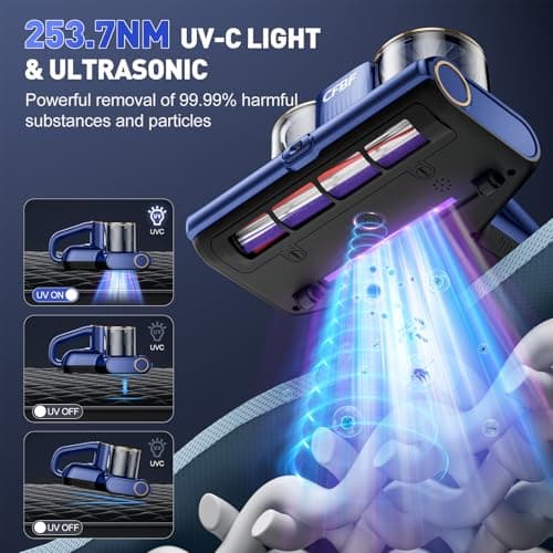 Mattress Vacuum Cleaner, Bed Vacuum Cleaner with 16Kpa Suction 253.7nm UV-C Light, Ultrasonic & High Heating, 500W Powerful Double-Cup Handheld Vacuums for Bed, Sofa, Couch, Crib, 16.4FT Corded