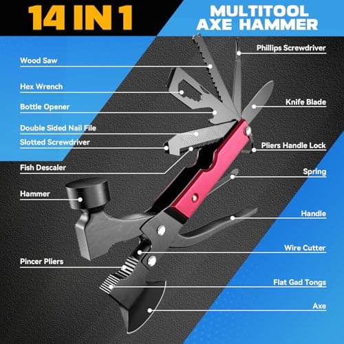 Gifts for Men, 15 in 1 Multitool Axe for Camping Hunting Hiking, Gifts for Dad, Men, Husband, Him, Father, Birthday Gadgets Idea for Him Husband Boyfriend