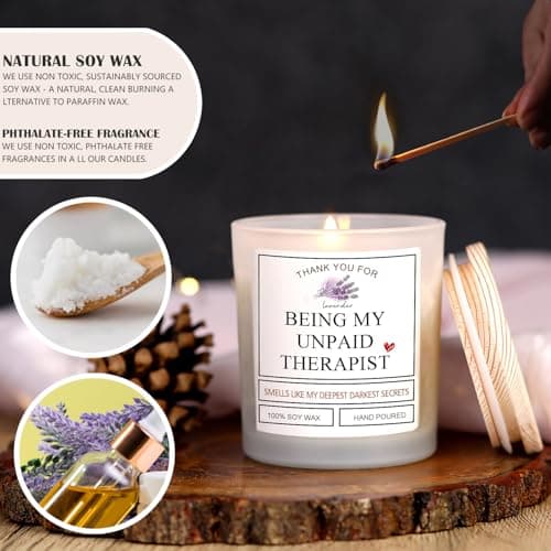 Thank You for Being My Unpaid Therapist - Friendship Gifts for Women Scented Candles Birthday Gifts for Friends Work Besties Mom Female Roommate Ideas Gifts