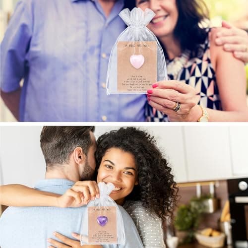 40 Sets Pocket Hug Token Gift Bulk Hug Cards with Heart Shape Natural Stones Keepsake Exchange Relationship Cards for Colleagues Family Distance Social Celebration of Life Gift(Classic Color)