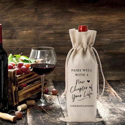 YUANHAO Moving Away Gifts for Friends, Farewell Gifts for Coworkers, Going Away Gift for Women Men, Goodbye Gift for Coworkers, Funny New Chapter Wine Bag