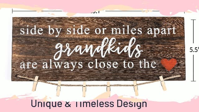 Grandparents Gifts from Grandchildren, Side by Side or Miles Apart Grandkids Photo Holder, Great Grandparents Day or Christmas Birthday Gifts for Grandma Grandpa