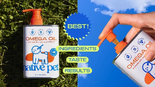 Native Pet Omega 3 Fish Oil for Dogs & Cats - Promotes Healthy Skin, Shiny Coat, & Strong Joints - Made with Wild Alaskan Salmon Oil for Dogs – Tasty, Fast-Absorbing Omega 3 6 9 Liquid Supplement- 8oz