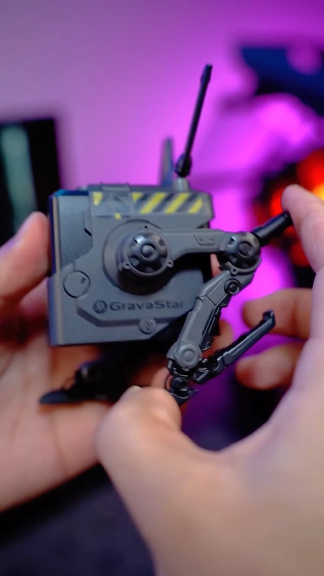 GravaStar 65W Alpha65 Robot Fast GaN Charger Block, 3-Port Fast Charger, Foldable Wall USB C Charger for iPhone, MacBook, iPad, Laptop, Steam Deck, Gifts for Men (65W, Gray)