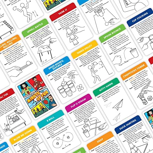 Funwares Minute of Fun Game - Minute to Win It Games for Kids, Adults, Teens, Families, Game Night, Gift for Home, Birthdays, or Travel. 2-12 Players! Original - 237 Challenges