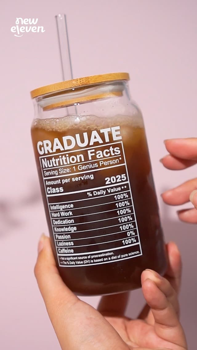 NewEleven Class Of 2025 Graduation Gifts For Her, Friends - Funny Master Degree, College Graduation Gifts From Friends And Family - 16 Oz Coffee Glass