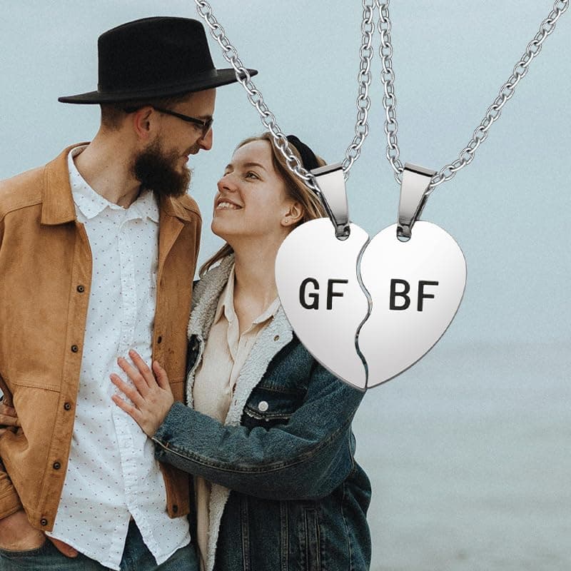 Matching Boyfriend and Girlfriend Necklace Bf Gf Couple Gifts for Him and Her Boyfriend Birthday Gift from Girlfriend Valentines Gifts Necklace for Couples Gf Bf Graduation Gift