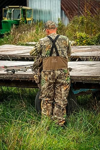 Realtree Men's Camo Hunting Insulated Water Resistant Breathable Midweight Super Warm Bibs Coveralls