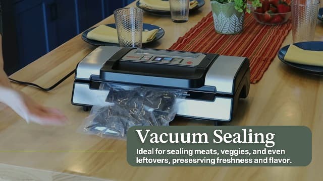 Nesco Deluxe Food VS-12 Vacuum Sealer, 130 Watts, Kit Bags & Viewing Lid, Compact, Silver