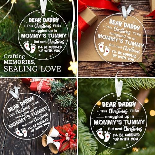 HEXMOZ First Time Dad Gifts - New Dad Gifts - Bumps First Christmas Ornament - Pregnancy Announcement for Husband, Soon to Be Daddy, 1st Time Daddy Gift - Expecting Baby on The Way