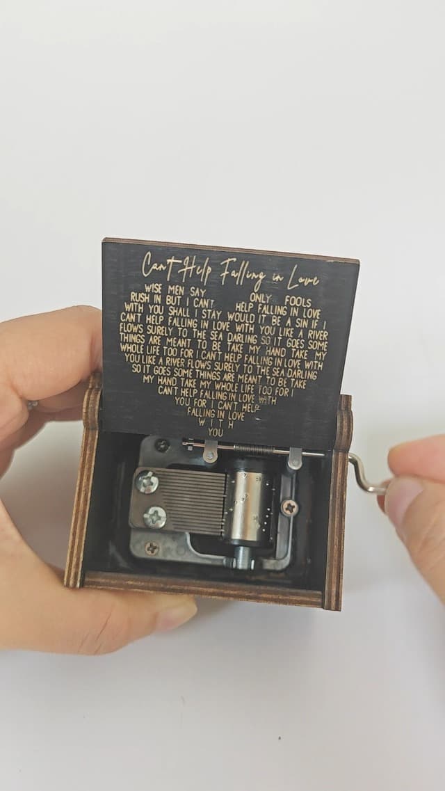 Can't Help Falling in Love Wood Music Box, Antique Engraved Musical Boxes Case for Love One Wooden Music Box - Gifts for Lover, Boyfriend, Girlfriend, Husband, Wife (Black)