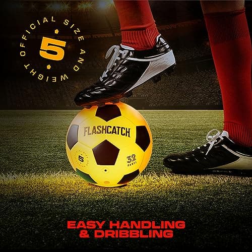 Light Up Soccer Ball - Glow in The Dark - NO 5 - Sports Gear Gifts for Boys & Girls 8-15+ Year Old - Kids, Teens Gift Birthday Ideas - Cool Boy Toys Ages 8 to 15 Glowing Night Activity