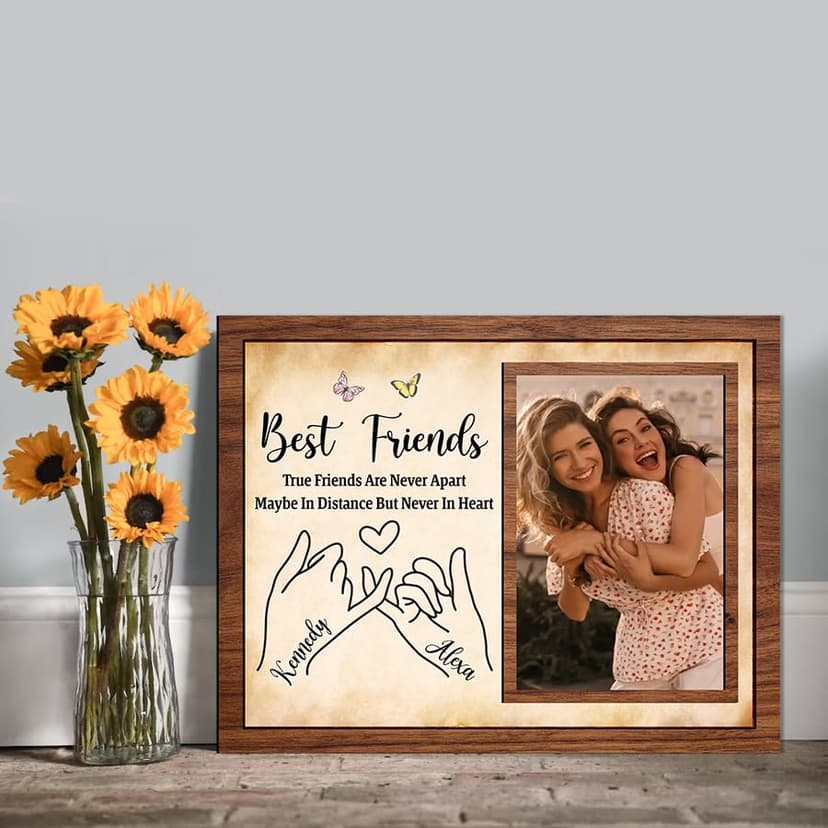 Personalized Best Friends Wooden Sign, Custom Photo Plaque, Soul Sister Gift, Picture Birthday Gift, Friendship Besties Print A3