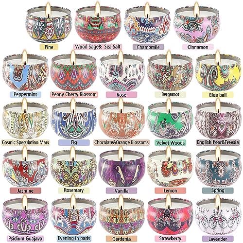 Scented Candles Gift Set, 2.5 oz Soy Wax Aromatherapy Candle for Home, Romantic Candles Gift for Mother Day Christmas Valentines Birthday (24 Pack)
