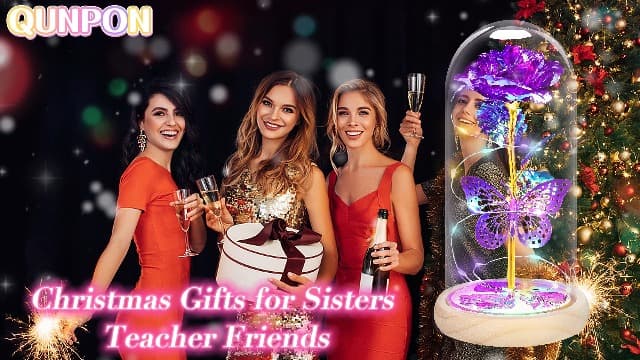 QUNPON Mothers Day Rose Gifts for Mom Flowers Rose Gifts for Women,Birthday Gifts for Women,Purple Butterfly Flowers for Mom Mother Day Flower Gifts from Daughter Son,Gift for Sister,Her,Grandma,Wife