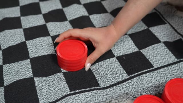 3-in-1 Vintage Giant Checkers, Tic, Tac, Toe, with Reversible Mat, 24 Chips, Family Board Game, Lawn Game, BBQ Party Favor, Indoor and Outdoor Activity for Kids and Adults