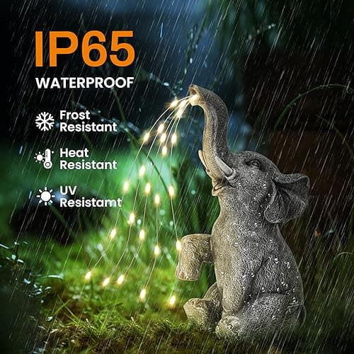 GIGALUMI Solar Garden Decor Watering Elephant Statues Outdoor, Birthday Gifts for Women Mom Grandma Senior Elder, Elephant Ornament for Balcony, Garden, Patio, Yard, Lawn (Constant Lights Only)