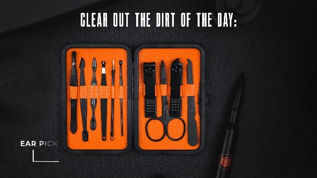 Wild Willies 10-Piece Pedicure & Manicure Kit for Men & Women - Includes Nail Clippers, Scissors, Tweezers, Files - Compact Travel Nail Grooming Kit, Mens Nail Care Set