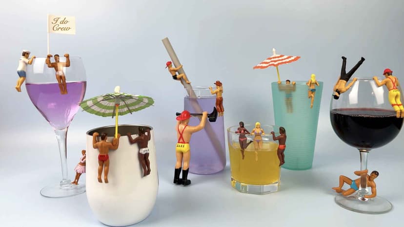 NPW Drinking Buddies Party Edition Drink Markers & Wine Glass Charms – Holiday Party Favour, Stocking Stuffer & Christmas Girls' Night Gift (12-Count, Pen Included)