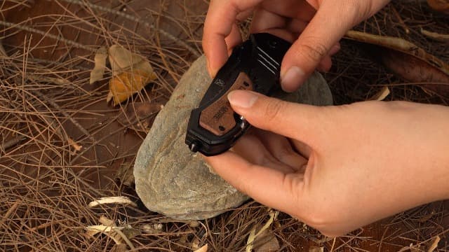 Gifts for Him Men Husband, Christmas Stocking Stuffers, Anniversary Birthday Gifts ideas for Him, Engraved Pocket Knife, Wooden Handle Folding Knife with Wood Box, Unique Outdoor Camping Hiking Tool