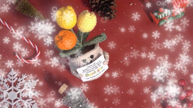 OASSIE Thank You Gifts for Women - Mini Handmade Positive Tulip Flowers Crochet with Message Card - Christmas Birthday Farewell Employee Appreciation Gifts for Coworkers, Emotional Support Crochet