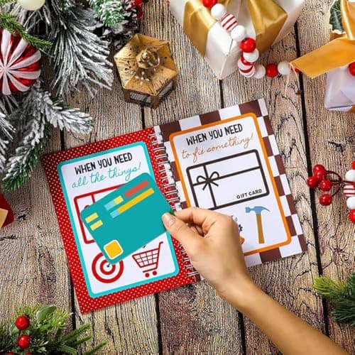 Merry Christmas! Gift Card Book, 5x7 Color Spiral-Bound Merry Christmas Card Book, Christma Gift Cards Books Holder, DIY Personalized Xmas Gifts for Family, Friends, Students (1pc)