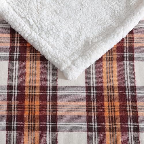 Eddie Bauer - Blanket, Soft Reversible Sherpa & Brushed Fleece Bedding, Perfect for Lounging, Dorm Essentials (Edgewood Plaid Red)